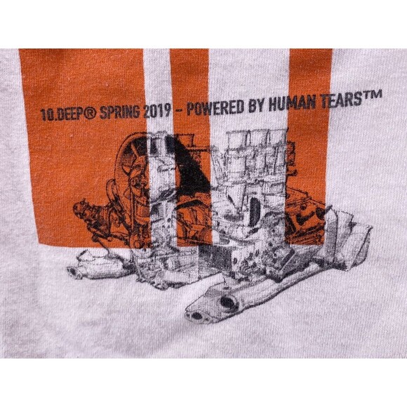 10 DEEP Power Mens T-SHIRT Size Large 2019 White Orange Graphic Tee - Picture 4 of 7